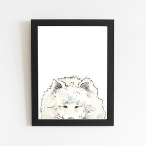 Samoyed Dog Art Print, Wall Art Animal Portrait Print, Farmhouse Sign Wall Decor